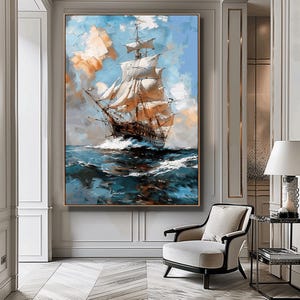Vintage Sailing Ship Digital Print – Nautical Wall Art, Old Ship Illustration, Printable Maritime Decor for Ocean Lovers & Coastal Homes