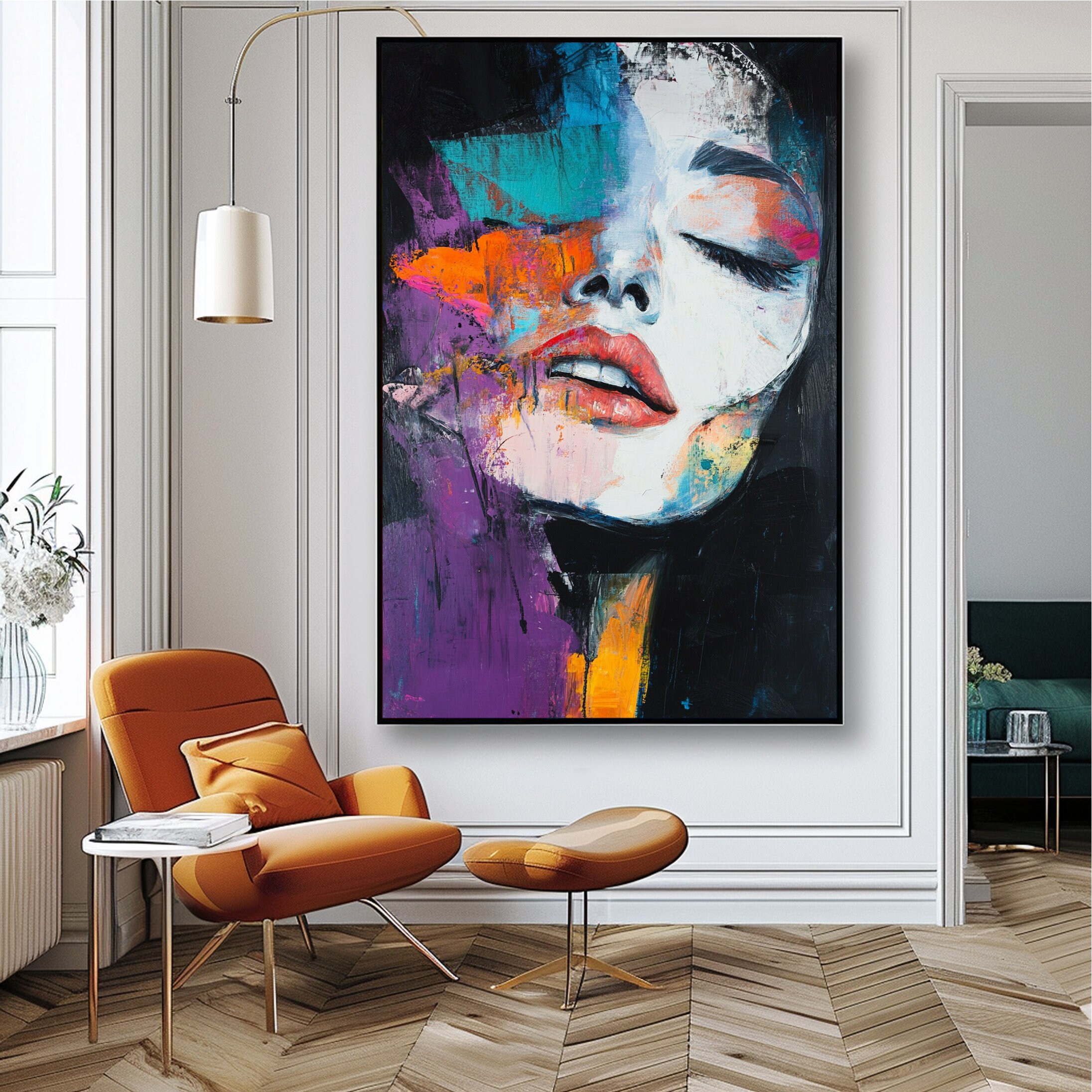 Abstract Woman Face Wall Art Colorful Abstract Woman Portrait Woman Art ...