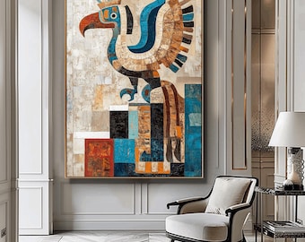 Pittura astratta Maya, arte murale culturale, stampa d'arte etnica, download istantaneo, arte murale azteca, stampa della cultura azteca, arte murale Maya, arte Inca