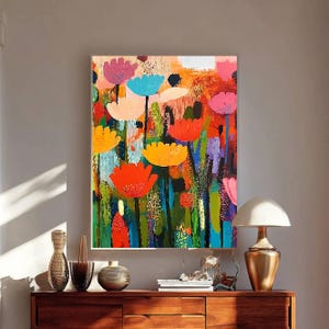 Meadow Painting, Colorful Abstract Floral Art Print, Meadow Print, Modern Flowers Wall Decor, Bold Garden Painting, Physical Print