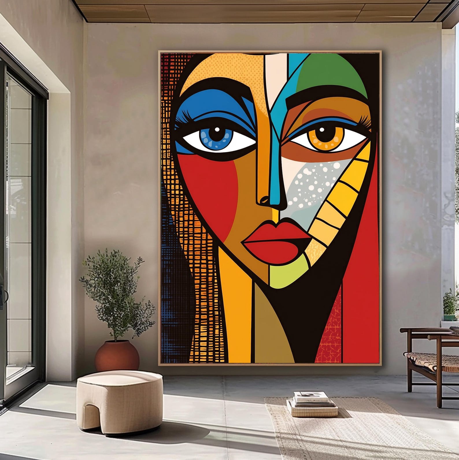 Abstract Woman Face Wall Art Colorful Abstract Woman Portrait Woman Art ...