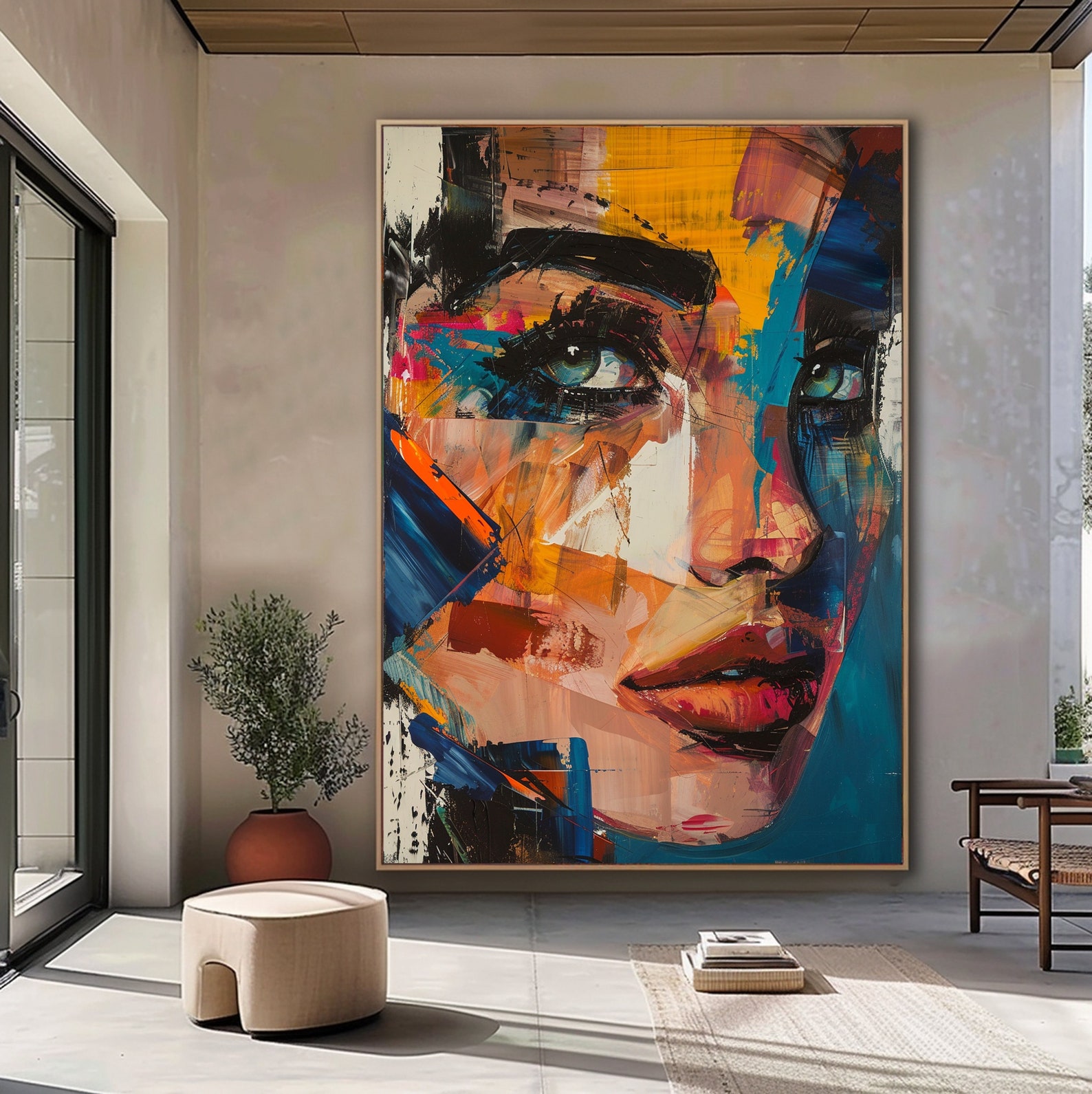 Abstract Woman Face Wall Art Colorful Abstract Woman Portrait Woman Art ...