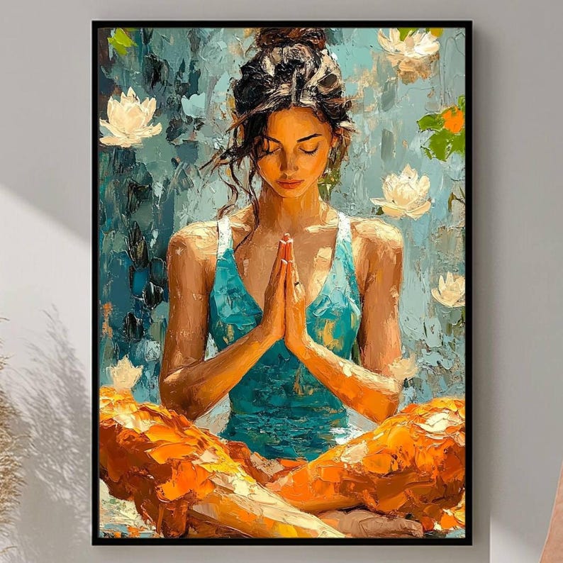 Meditating female silhouette illustration