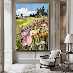 Meadow Painting Modern Abstract Landscape Print Meadow Print Art Colorful Landscape Painting Abstract Print Instant Download Printable Art