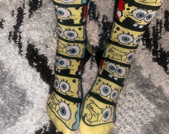 Calcetines desgastados de Bob Esponja - calcetines desgastados de Bob Esponja, calcetines para niños