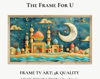 Eid Mubarak Samsung TV Frame Art, 3D Textured Art, Colorful Ramadan Islamic Art, Digital Download | TV0625