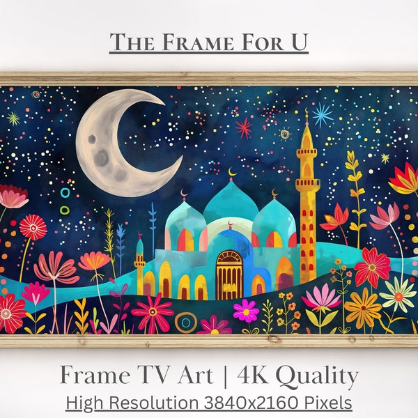 Eid Mubarak Samsung TV Frame Art, Ramadan Islamic TV Frame Wall Art, Colorful Ramadan Decoration, Modern Ramadan Decor Digital Download Art