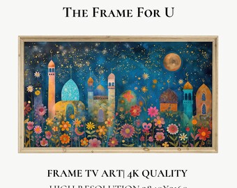 Colorful Ramadan Islamic TV Frame Wall Art, Samsung TV Frame Artistry for Eid Mubarak, Digital Download | TV0606