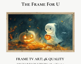 Halloween Ghost and Pumpkin Frame TV Art (Digital Download) TV0368