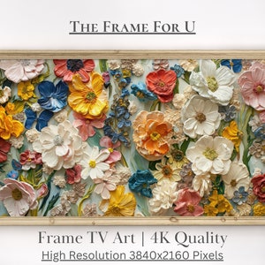 Samsung Frame TV 3D Oil Painting Art, Wildflowers, Spring Botanical Digital Download, Floral Painting for Tv Wallpaper