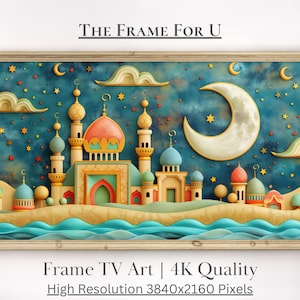 Eid Mubarak Samsung TV Frame Art,  3D Textured Art, Ramadan Islamic TV Frame Wall Art, Colorful Ramadan Decoration, Digital Download