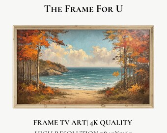 Fall Frame TV Art, Landscape Vintage Painting Digital Download, Neutral-Toned Rustic Autumn Television Screensaver | TV0375