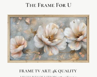 Blommig blomningsmålning för Samsung Frame TV, Golden Spring Art (digital nedladdning) TV01102