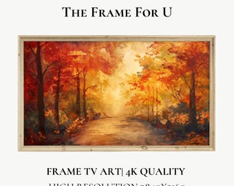Herfstframe tv-kunst, abstracte landschapsschilderkunst, Samsung The Frame, woondecoratie, digitale download | TV0379