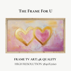 Gold & Pink Hearts Frame TV Art: Romantic Decor (Digital Download)