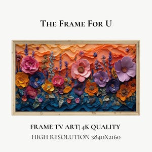 3D Spring Frame TV Art, Art For Frame Tv, Embroidered Colorful Flower Textured Art for TV Digital Download | TV0146