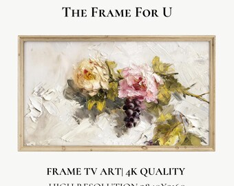 Floral Grape Still Life, Elegant Spring Frame TV Art (Digital Download) TV0149