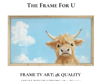 Highland Cow Portrait, Whimsical Frame TV Art (Digital Download) TV0808