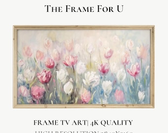 Pastel Tulips Painting, Spring Frame TV Art (Digital Download) TV0138