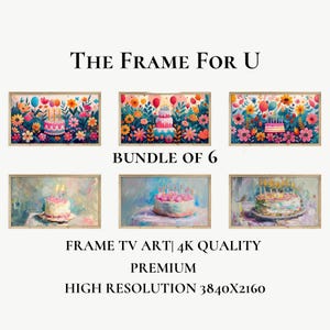 Birthday Cake TV Art: Floral Theme, Set of 6 (Digital Download)