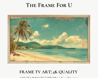 Summer Beach Palm Tree Scene, Samsung Frame TV Art (Digital Download) TV0258