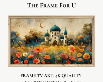 Eid Mubarak Samsung TV Rahmen Kunst, Islamische TV Rahmen Wandkunst, Blumen Ramadan Dekor, modernes Islamisches Dekor Digitaler Download | TV0605