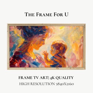 母の日のテレビアート - 母と子の感情的な筆遣い、お母さんのためのウォールアート、Samsung Frameデジタルダウンロード