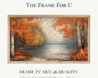 Fall Frame TV Art, Fall and Autumn Landscape Vintage Painting Digital Download, Rustic Autumn Television Screensaver | TV0307