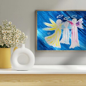 Digital Angelic Team Rolled Poster, Heavenly Wall Art Print, Celestial Home Decor, Spiritual Room Decoration, Religious Digital Print