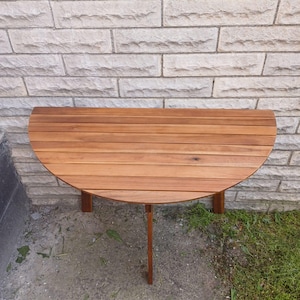 Acacia Wood Half Round Balcony Table: Folding Patio Garden Decor image 5