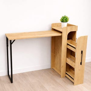 Mesa de bar plegable con almacenamiento: mesa de desayuno de cocina hecha a mano