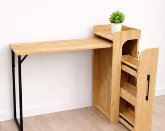 Mesa de bar plegable con almacenamiento: mesa de desayuno de cocina hecha a mano