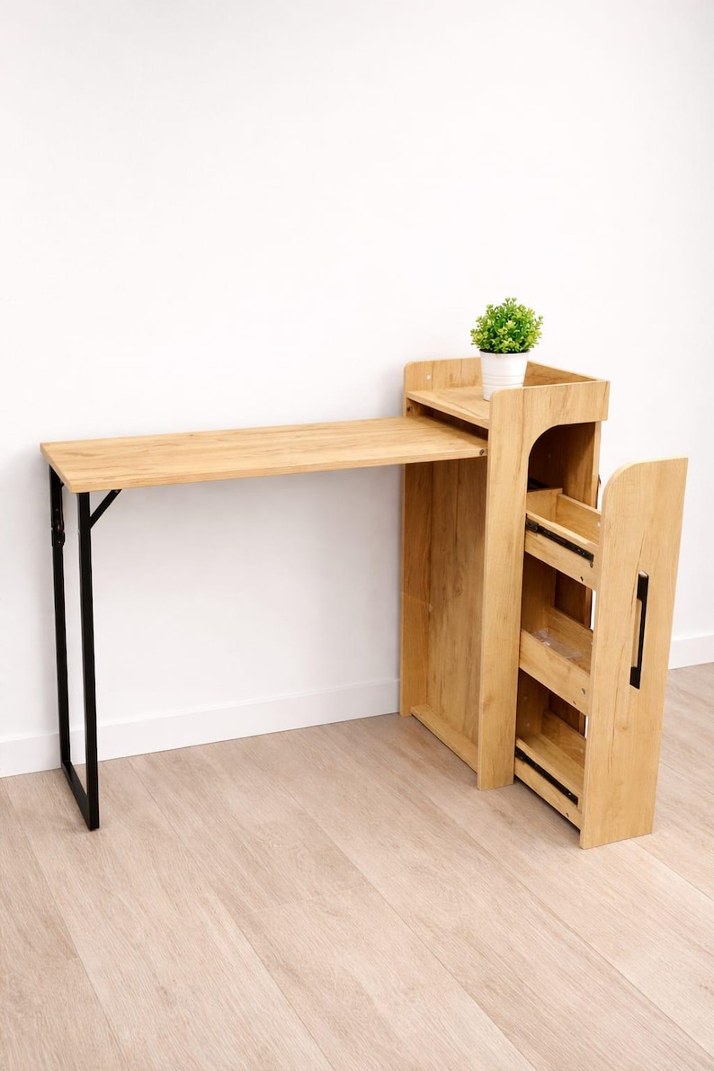 Folding Bar Table with Storage: Handmade Kitchen Breakfast Table image 1