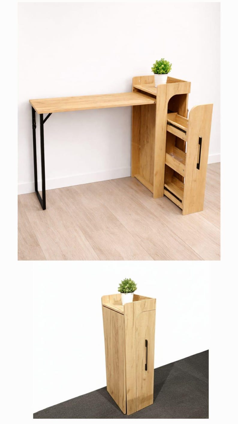 Folding Bar Table with Storage: Handmade Kitchen Breakfast Table image 3