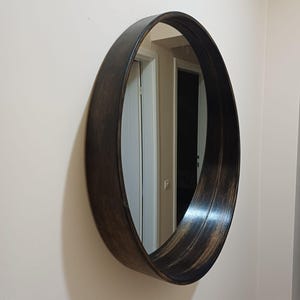 Handmade Wooden Round Wall Mirror - Natural Wood Frame, 60cm