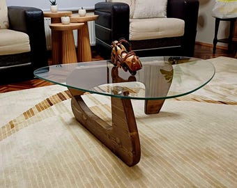 Table basse moderne en bois et verre, verre trempé incassable