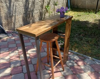 Bar Table, Wooden Bar Table,  Natural Pine Bar Table, Hight Table