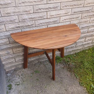 Acacia Wood Half Round Balcony Table: Folding Patio Garden Decor image 4