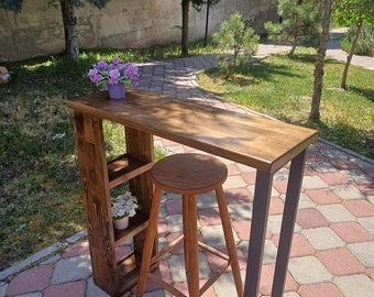 Bar Table, Wooden Bar Table,  Natural Beech Bar Table, Hight Table