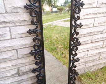 Miroir gothique intégral en bois : cadre photo baroque marron antique