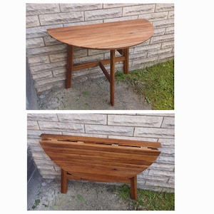 Acacia Wood Half Round Balcony Table: Folding Patio Garden Decor image 3