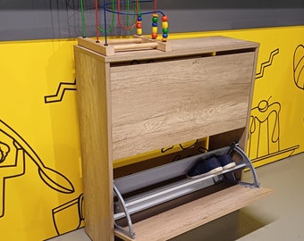 Houten schoenenrek: schoenenkast met verborgen klep