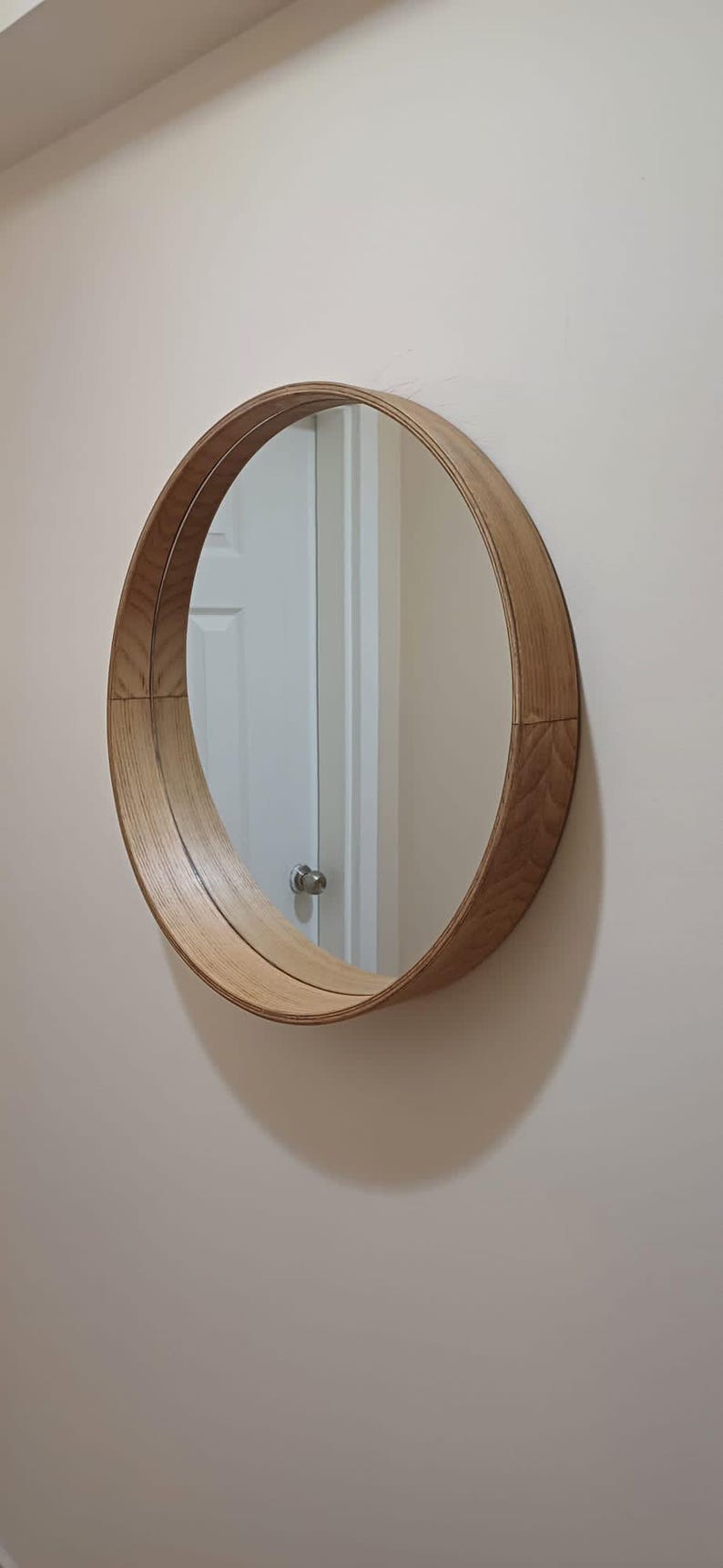 Real Wooden Round Mirror, Wall Mirror, Natural Wall Mirror, Natural ...
