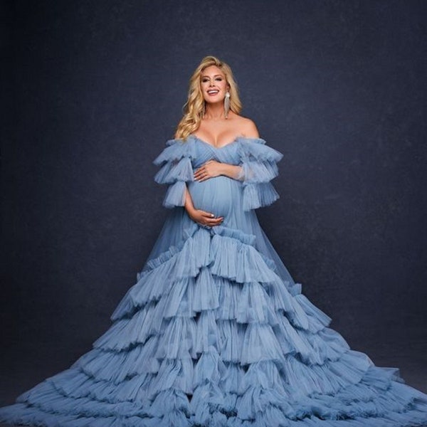 Robe de mariée future maman sur mesure, robe de grossesse, robe de maternité, tulle de maternité sur mesure pour baby shower, accessoires photo maternité, photographie NG018