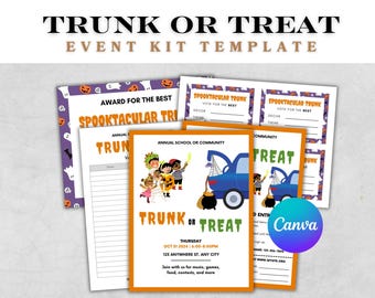 "Trunk or Treat Event Kit Vorlage: Flyer, Formblätter, Stimmzettel & Zertifikate, DIY Halloween anpassbares ""Trunk or Treat"" druckbares Bundle."