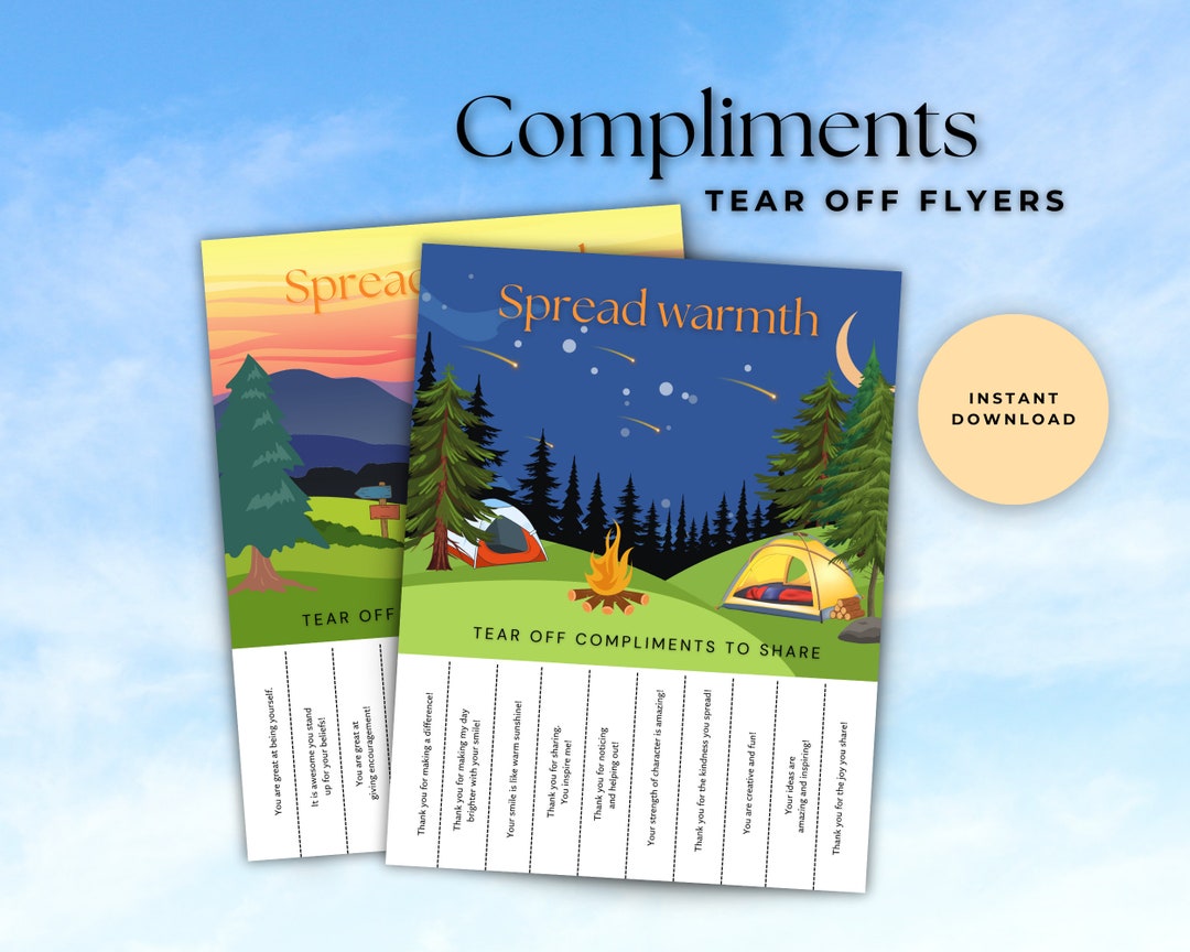 Camp Compliments Tear off Flyers, Act of Kindness for Camps, Day Camp ...