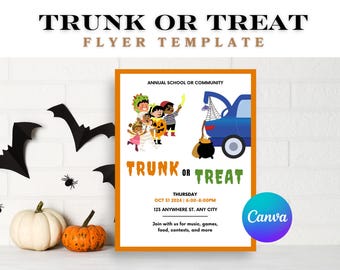Halloween Trunk or Treat Flyer - Printable Template, Customizable Trunk or Treat Flyer for Your Event, Trunk or Treat Event Invitation