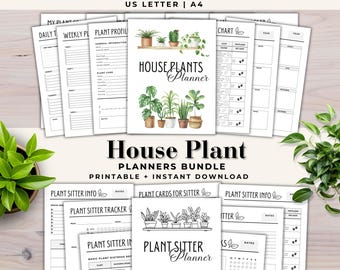 Hauspflanzenpflege-Bundle: Zimmerpflanzenplaner & Urlaubsplaner, druckbares Pflanzenorganisator-Set - Planer und Trip Plant Sitter Kit