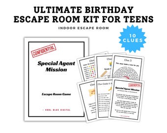 Teen Special Agent Birthday Escape Room Printable - DIY Spy Adventure, Secret Agent Birthday Escape Room Kit - Detective Adventure