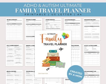 ADHD & Autism Universal Travel Planner for Families Digital Download; Family Neurodiverse Friendly Vacation Itinerary and Supports